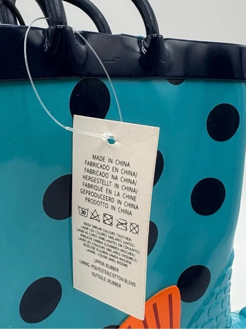 Kids Blue Monster Rain Boots with Playful Polka Dot Design